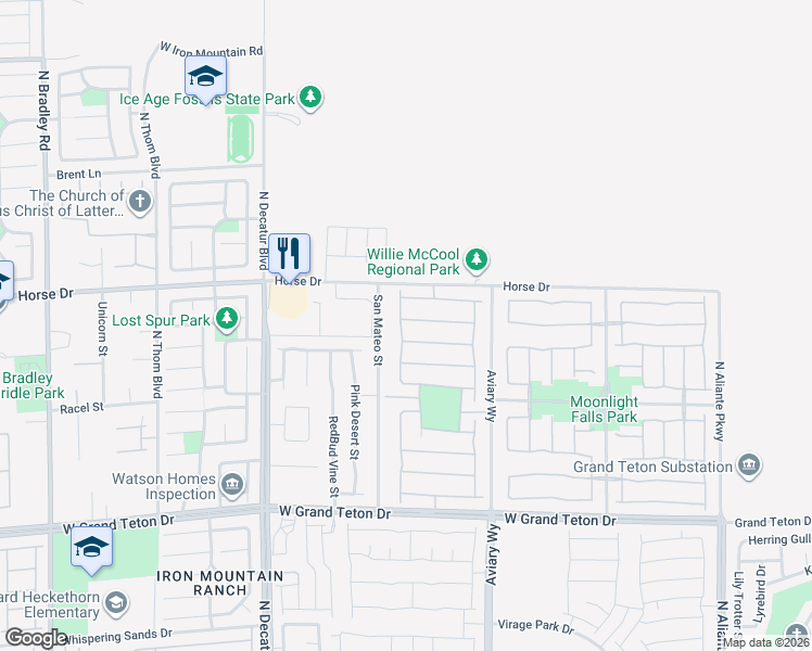 map of restaurants, bars, coffee shops, grocery stores, and more near 4429 Desert Home Avenue in North Las Vegas