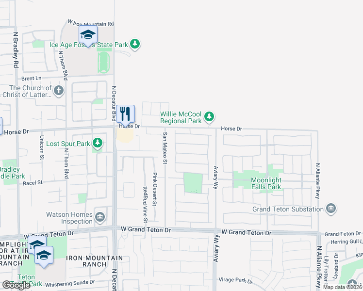 map of restaurants, bars, coffee shops, grocery stores, and more near 4429 Desert Home Avenue in North Las Vegas