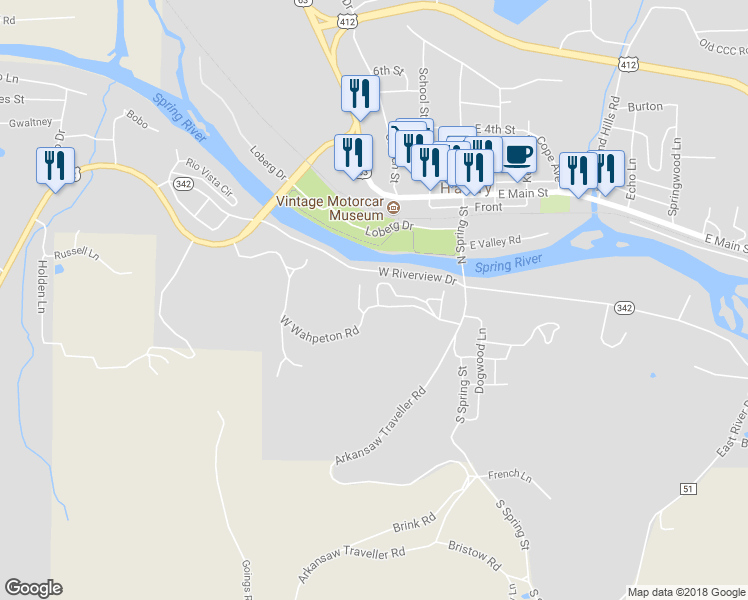 map of restaurants, bars, coffee shops, grocery stores, and more near 47 Wahpeton Circle in Hardy