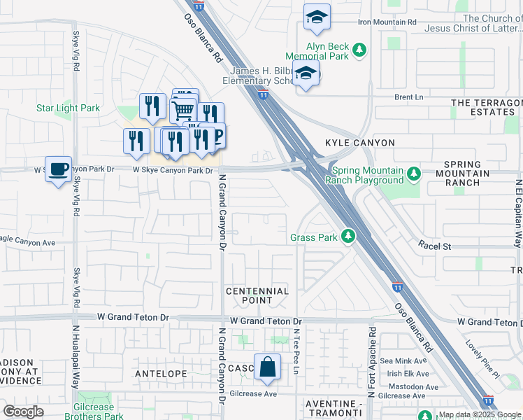 map of restaurants, bars, coffee shops, grocery stores, and more near 9461 Havasu Canyon Avenue in Las Vegas
