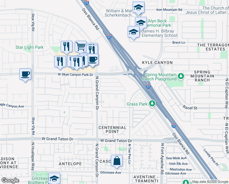 map of restaurants, bars, coffee shops, grocery stores, and more near 9461 Havasu Canyon Avenue in Las Vegas