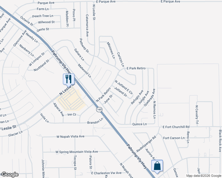 map of restaurants, bars, coffee shops, grocery stores, and more near 6311 Red Planet Lane in Pahrump