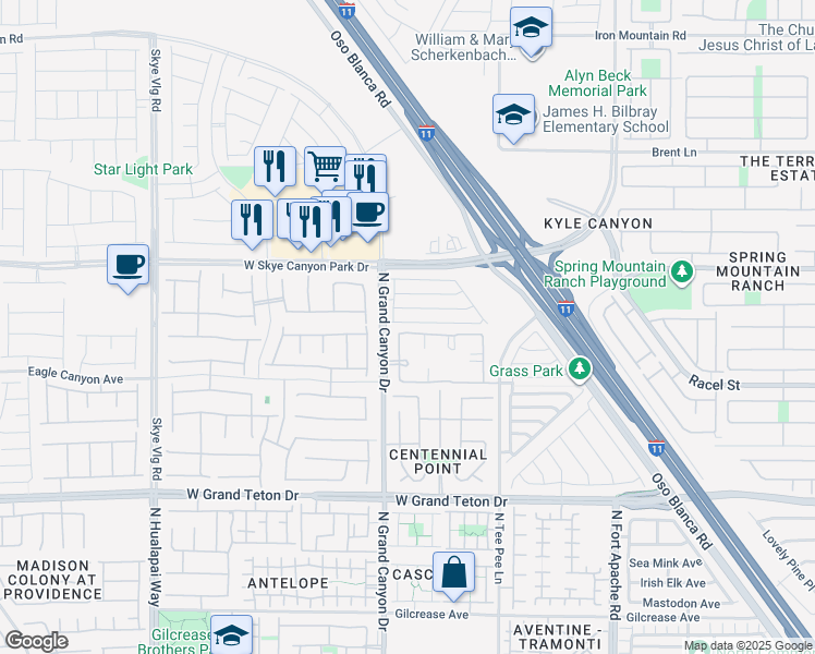 map of restaurants, bars, coffee shops, grocery stores, and more near 9527 Havasu Canyon Avenue in Las Vegas