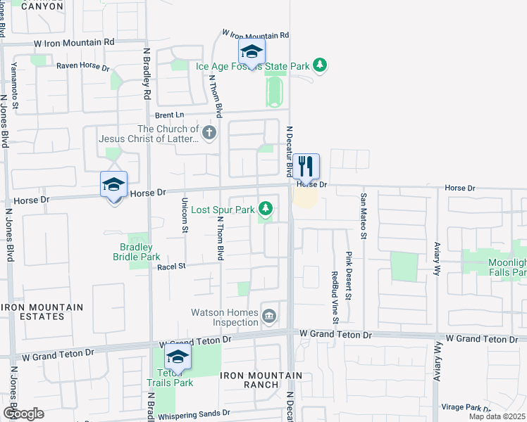 map of restaurants, bars, coffee shops, grocery stores, and more near 8312 North Highland Ranch Street in Las Vegas