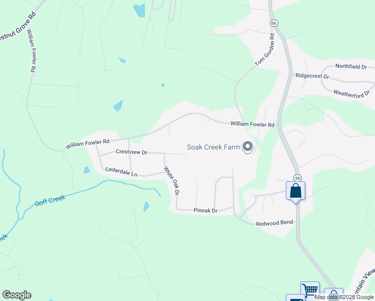 map of restaurants, bars, coffee shops, grocery stores, and more near 323 Crestview Drive in King