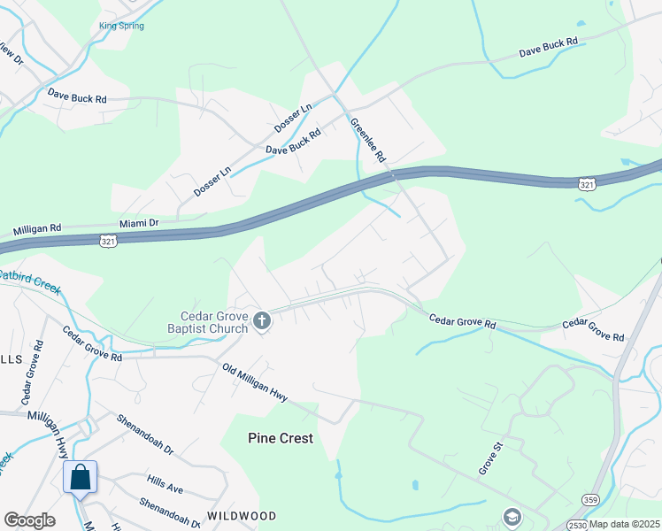 map of restaurants, bars, coffee shops, grocery stores, and more near 159 Fox Road in Johnson City