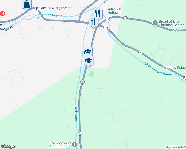 map of restaurants, bars, coffee shops, grocery stores, and more near 330 Coleman Loop in Erin