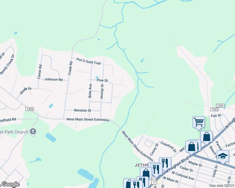 map of restaurants, bars, coffee shops, grocery stores, and more near 1002 Austin Lee Circle in Elizabeth City