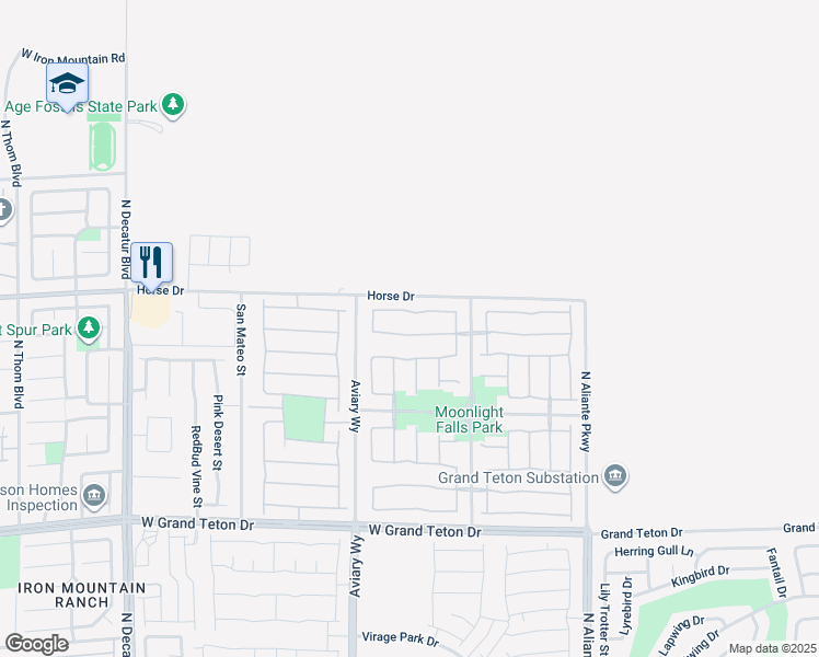 map of restaurants, bars, coffee shops, grocery stores, and more near 4120 Lower Saxon Avenue in North Las Vegas