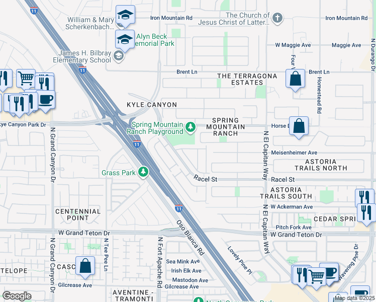 map of restaurants, bars, coffee shops, grocery stores, and more near 8304 Harvest Spring Place in Las Vegas