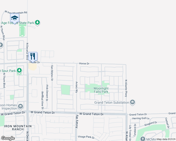 map of restaurants, bars, coffee shops, grocery stores, and more near 4108 Lower Saxon Avenue in North Las Vegas