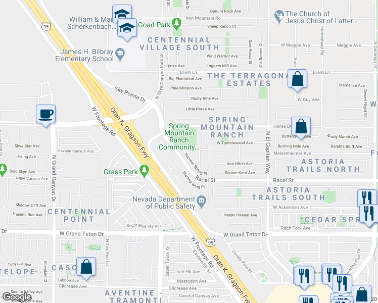 map of restaurants, bars, coffee shops, grocery stores, and more near 8304 Harvest Spring Place in Las Vegas