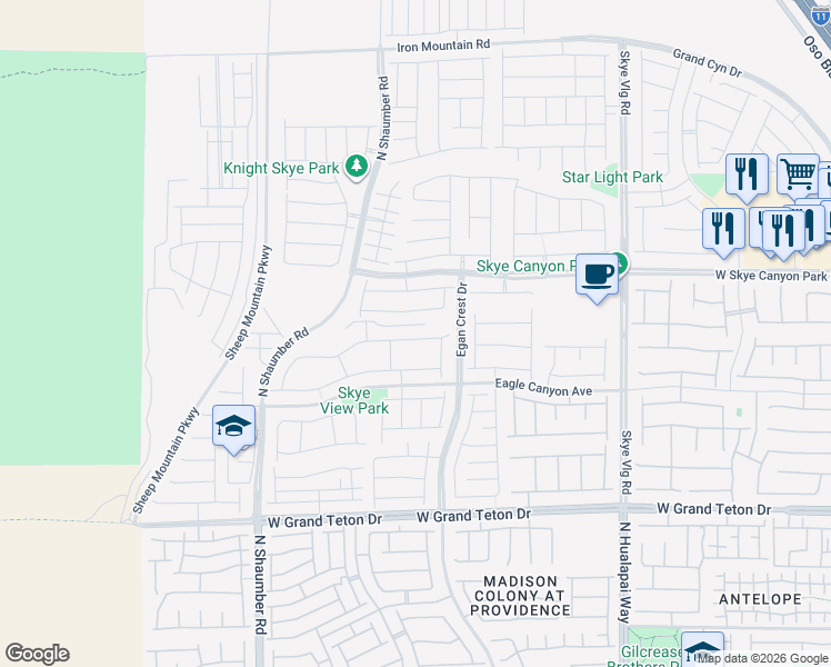 map of restaurants, bars, coffee shops, grocery stores, and more near 10432 Skye Arroyo Avenue in Las Vegas