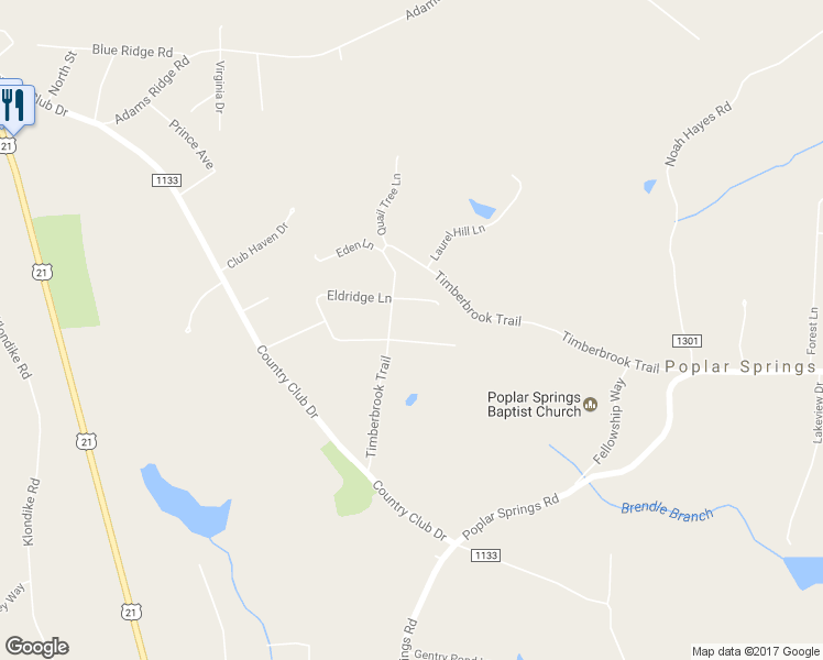 map of restaurants, bars, coffee shops, grocery stores, and more near 105 Wilbur Gentry Lane in State Road