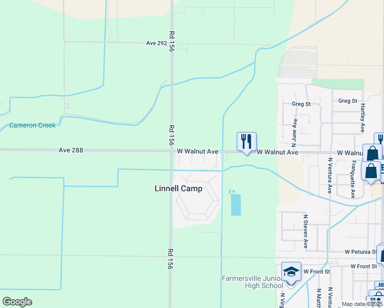 map of restaurants, bars, coffee shops, grocery stores, and more near 1 2nd Street in Visalia