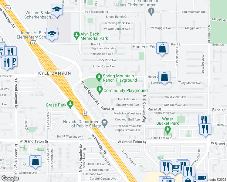 map of restaurants, bars, coffee shops, grocery stores, and more near 9028 Meisenheimer Avenue in Las Vegas