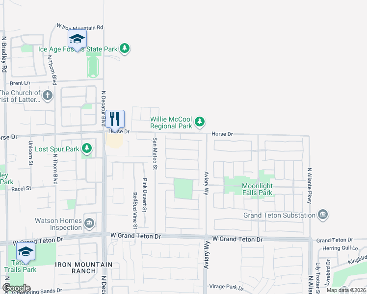 map of restaurants, bars, coffee shops, grocery stores, and more near 4341 Desert Home Avenue in North Las Vegas