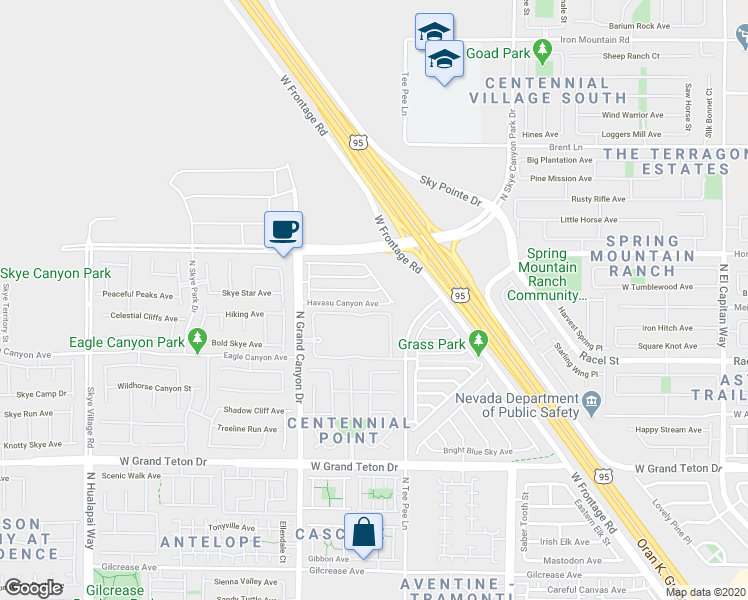 map of restaurants, bars, coffee shops, grocery stores, and more near 9438 Havasu Canyon Avenue in Las Vegas