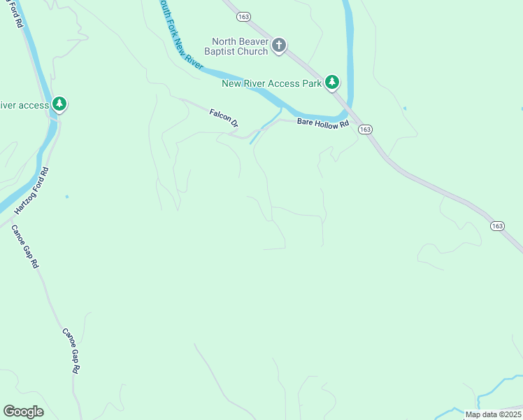 map of restaurants, bars, coffee shops, grocery stores, and more near West Bare Hollow Road in Ashe County