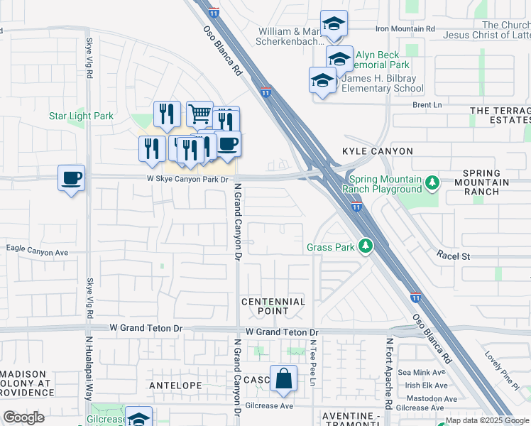 map of restaurants, bars, coffee shops, grocery stores, and more near 9504 Havasu Canyon Avenue in Las Vegas
