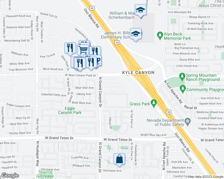 map of restaurants, bars, coffee shops, grocery stores, and more near 9504 Havasu Canyon Avenue in Las Vegas