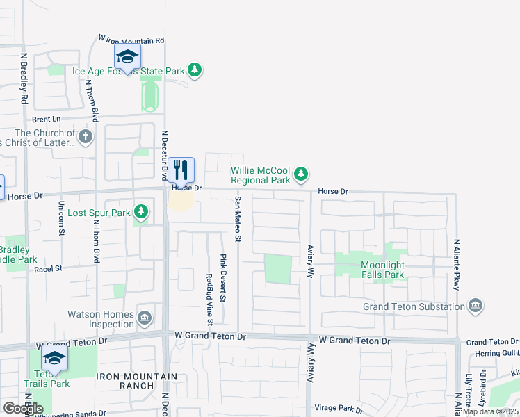 map of restaurants, bars, coffee shops, grocery stores, and more near 4424 Desert Home Avenue in North Las Vegas