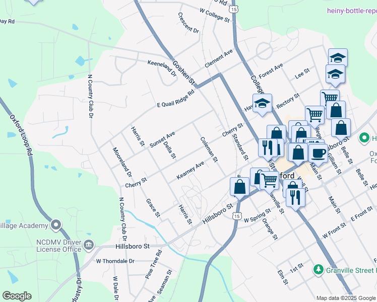 map of restaurants, bars, coffee shops, grocery stores, and more near 412 Cherry Street in Oxford