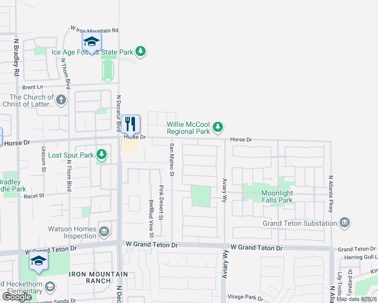 map of restaurants, bars, coffee shops, grocery stores, and more near 4429 Desert Home Avenue in North Las Vegas