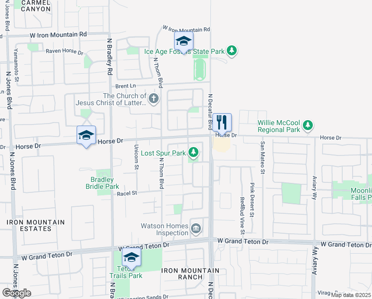 map of restaurants, bars, coffee shops, grocery stores, and more near 8312 North Highland Ranch Street in Las Vegas