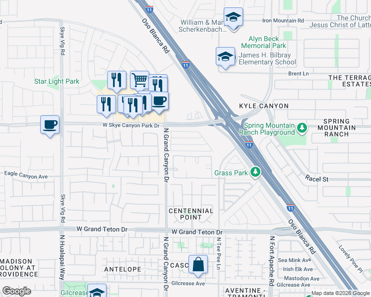 map of restaurants, bars, coffee shops, grocery stores, and more near 9461 Havasu Canyon Avenue in Las Vegas