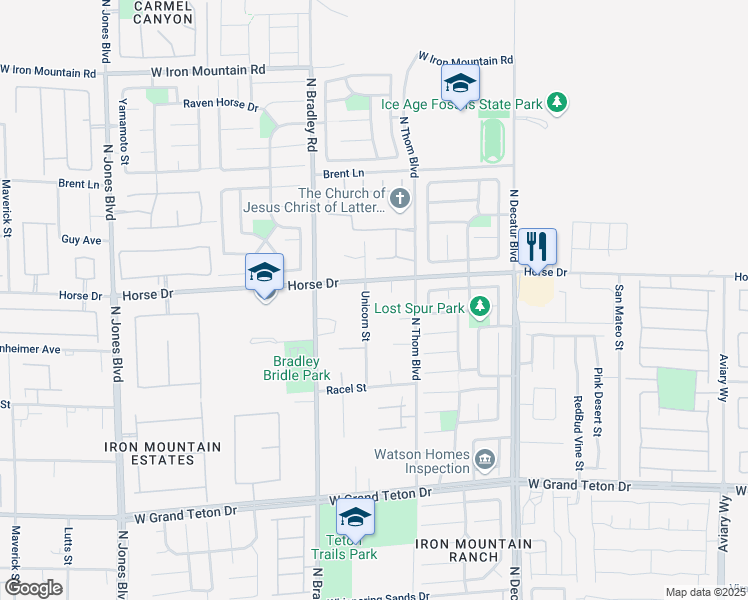 map of restaurants, bars, coffee shops, grocery stores, and more near 8370 Unicorn Street in Las Vegas