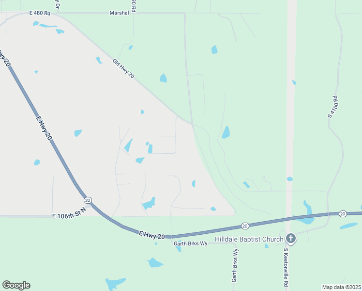 map of restaurants, bars, coffee shops, grocery stores, and more near 20775 South Skyline View Road in Claremore