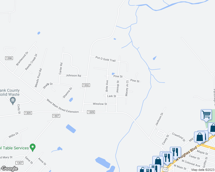 map of restaurants, bars, coffee shops, grocery stores, and more near 1606 Cooper Street in Elizabeth City