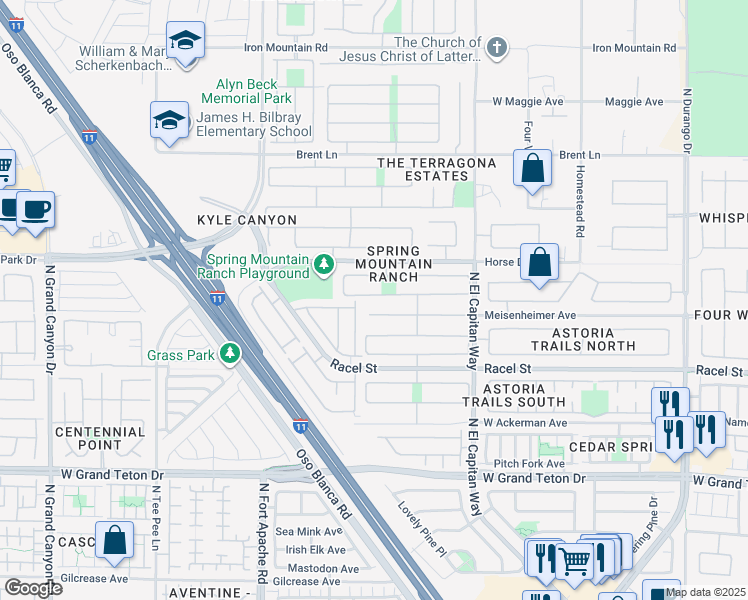 map of restaurants, bars, coffee shops, grocery stores, and more near 9029 West Tumblewood Avenue in Las Vegas