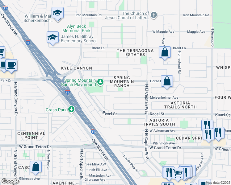 map of restaurants, bars, coffee shops, grocery stores, and more near 9029 West Tumblewood Avenue in Las Vegas
