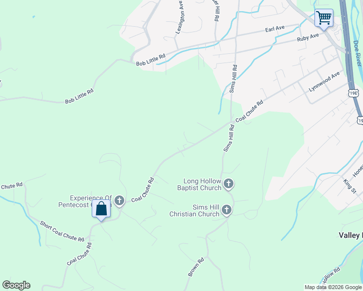 map of restaurants, bars, coffee shops, grocery stores, and more near 293 Coal Chute Road in Elizabethton