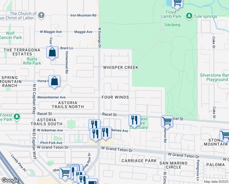 map of restaurants, bars, coffee shops, grocery stores, and more near 8237 Cabin Springs Ave in Las Vegas