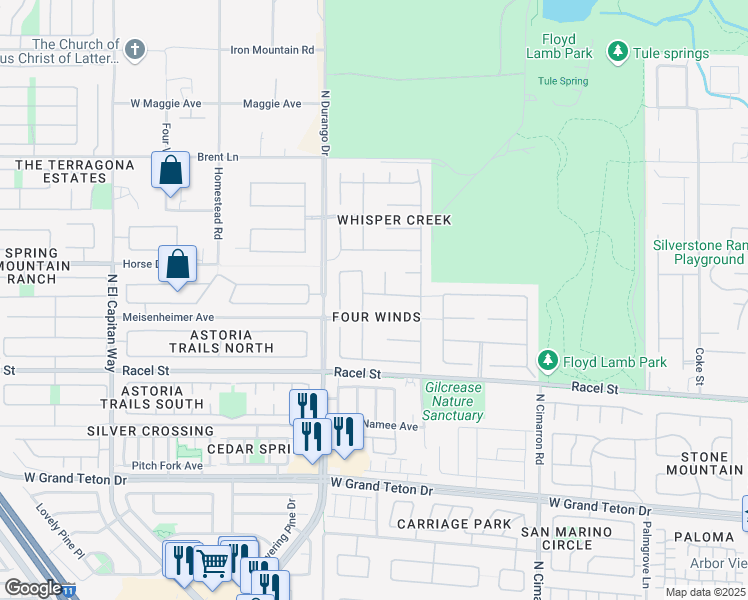 map of restaurants, bars, coffee shops, grocery stores, and more near 8237 Cabin Springs Avenue in Las Vegas
