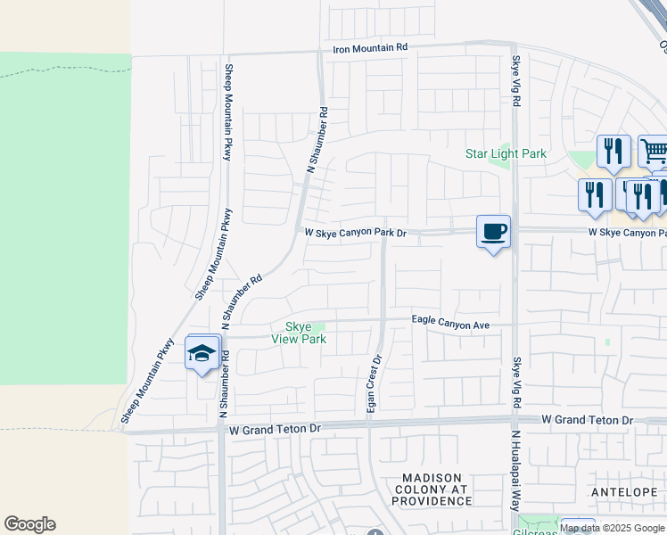map of restaurants, bars, coffee shops, grocery stores, and more near 10447 Vanhoy Crest Avenue in Las Vegas