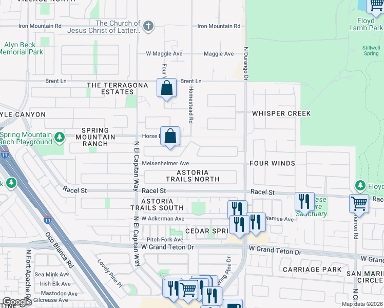 map of restaurants, bars, coffee shops, grocery stores, and more near 8528 Vivid Violet Avenue in Las Vegas