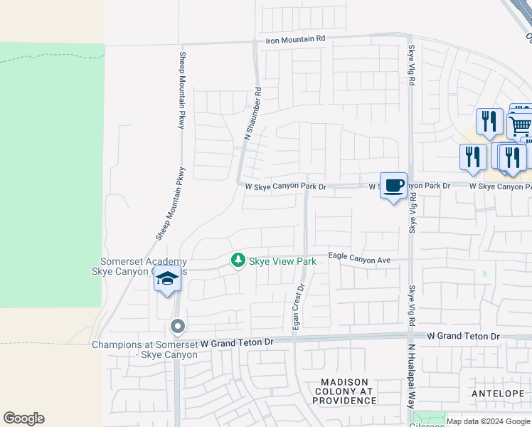 map of restaurants, bars, coffee shops, grocery stores, and more near 10447 Vanhoy Crest Avenue in Las Vegas