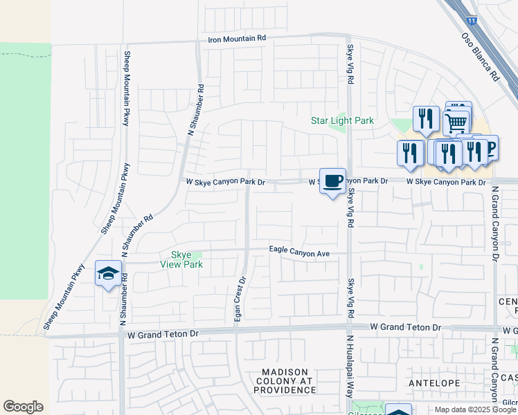 map of restaurants, bars, coffee shops, grocery stores, and more near 10316 Midnight Meteor Avenue in Las Vegas