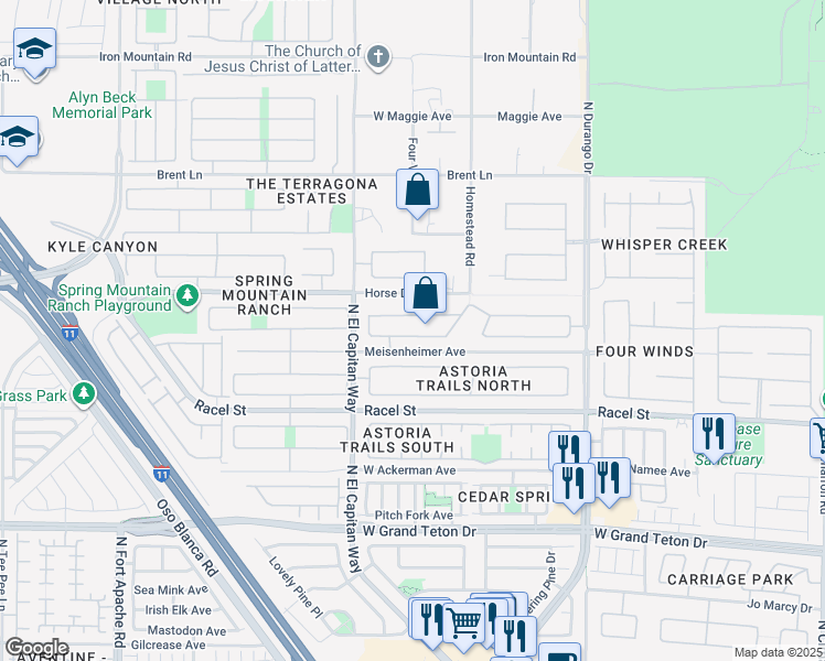 map of restaurants, bars, coffee shops, grocery stores, and more near 8700 Vivid Violet Avenue in Las Vegas