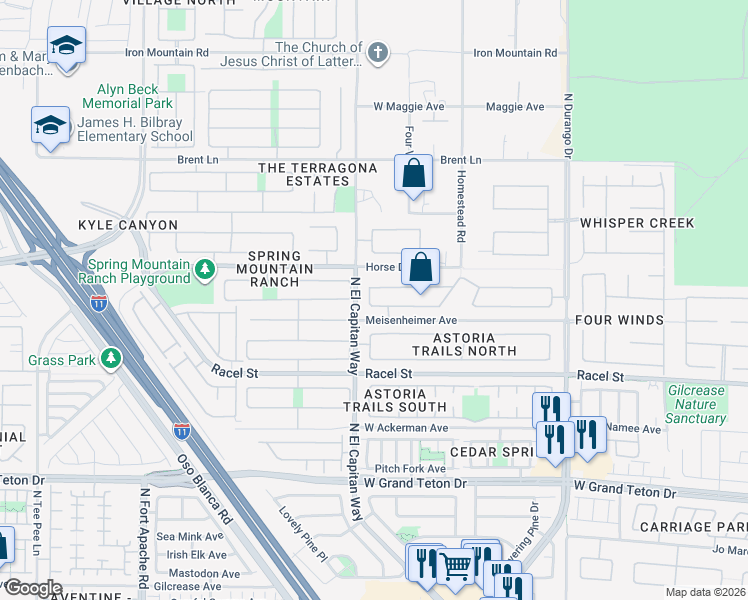 map of restaurants, bars, coffee shops, grocery stores, and more near 8728 Burning Hide Avenue in Las Vegas