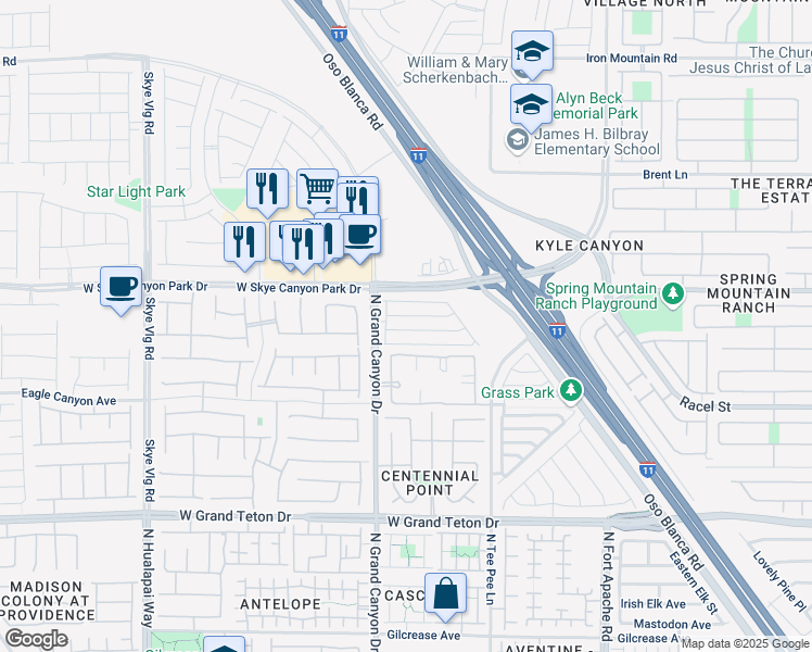 map of restaurants, bars, coffee shops, grocery stores, and more near 9531 Diamond Bridge Avenue in Las Vegas