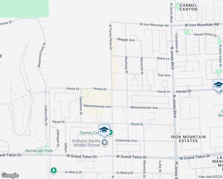 map of restaurants, bars, coffee shops, grocery stores, and more near Guy Avenue in Las Vegas