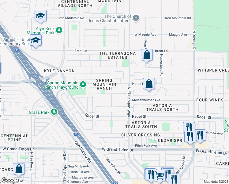 map of restaurants, bars, coffee shops, grocery stores, and more near 8908 West Tumblewood Avenue in Las Vegas