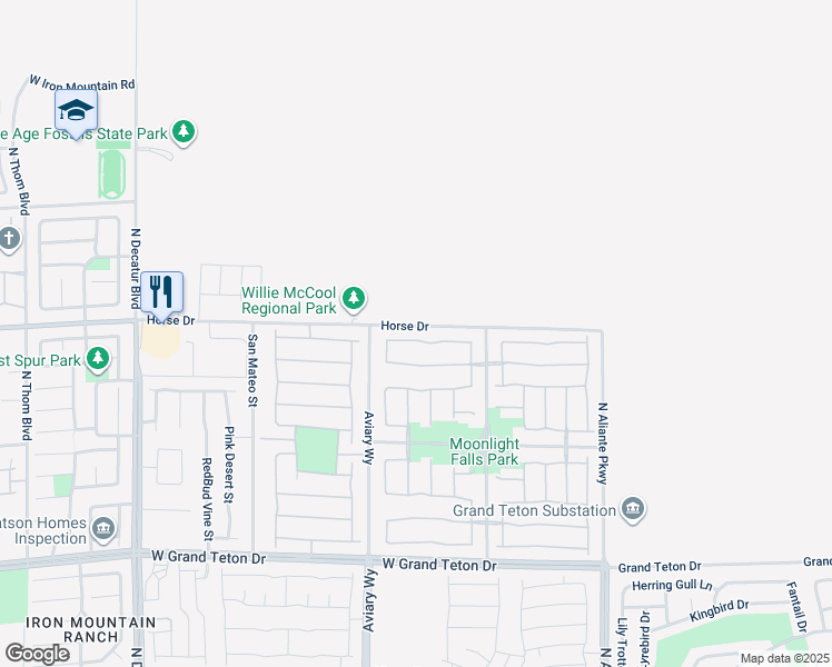 map of restaurants, bars, coffee shops, grocery stores, and more near 4128 Cathedral Falls Avenue in North Las Vegas