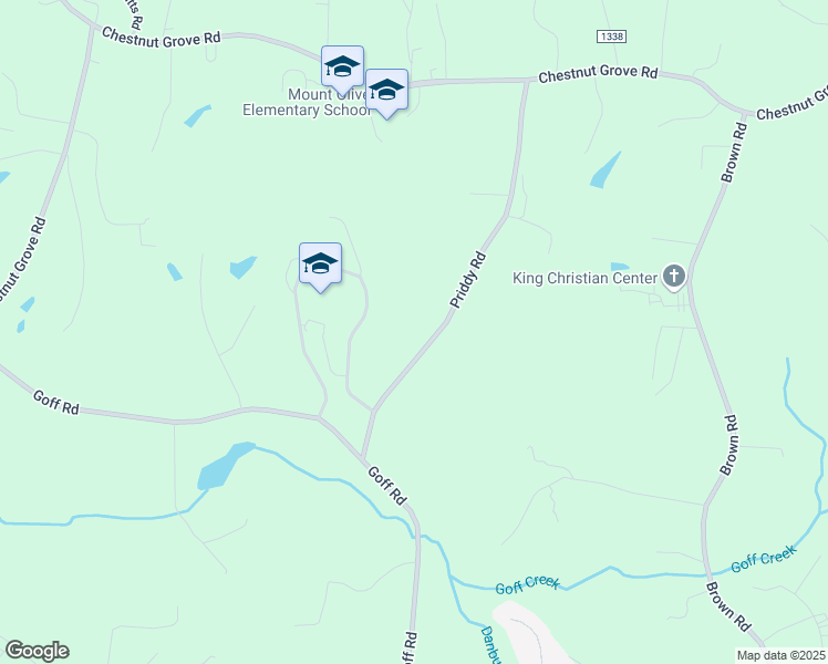 map of restaurants, bars, coffee shops, grocery stores, and more near 1294 Priddy Road in King