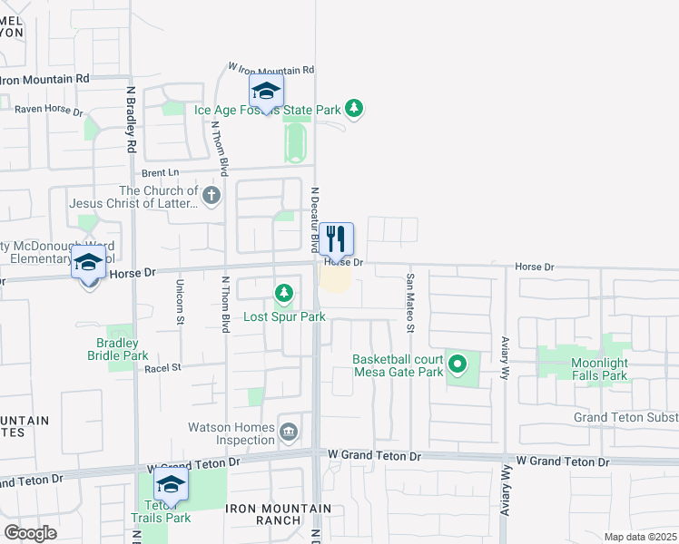 map of restaurants, bars, coffee shops, grocery stores, and more near 8380 North Decatur Boulevard in Las Vegas